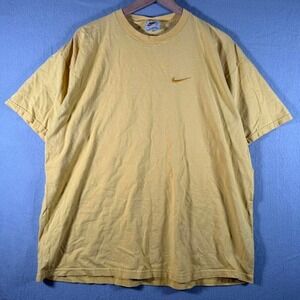 Vintage 90's Nike Yellow Tonal Swoosh‎ T Shirt Streetwear Skater Size XL